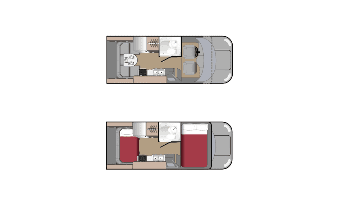 De plattegronden van de Fraserway C-Small camper