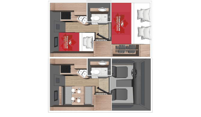 De plattegronden van de Fraserway Truck Camper