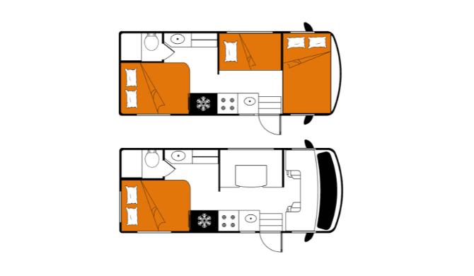 Plattegrond van de Britz 4Berth camper