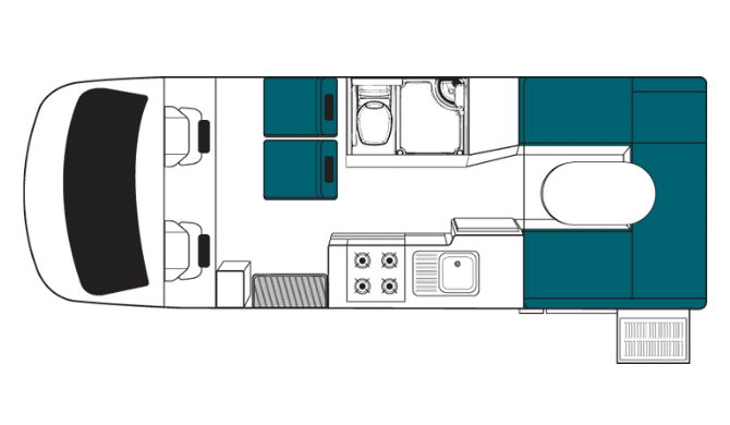 De plattegrond van de Maui Cascade Camper.