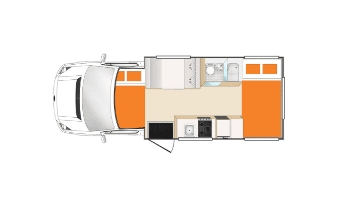 De plattegrond van de Apollo Euro Camper