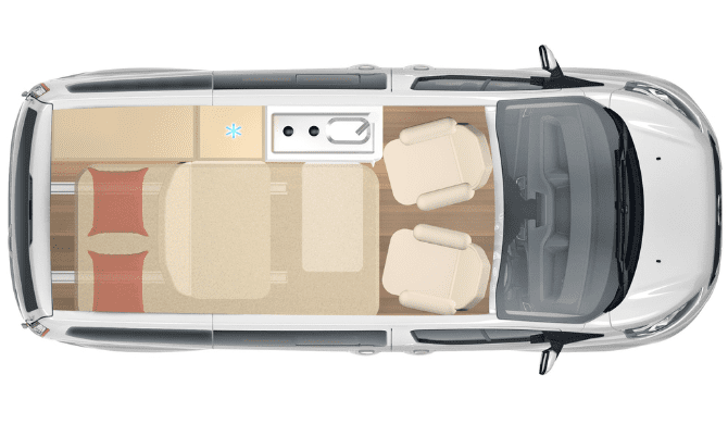 De plattegrond van de Rent Easy City Classic camper