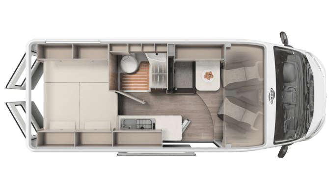 De plattegrond van de Rent Easy City Extra camper