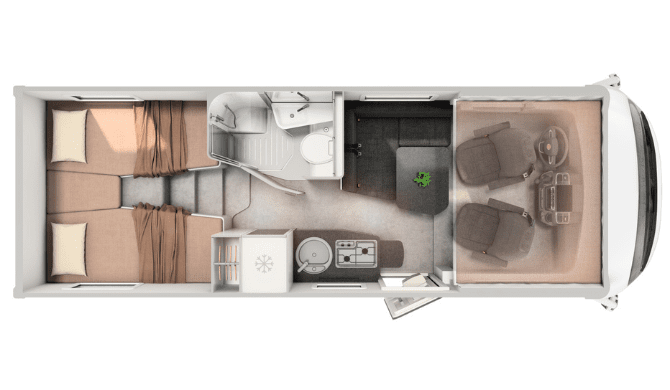 De plattegrond van de Rent Easy Active First camper