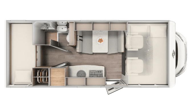 De plattegrond van de Rent Easy Family Extra camper