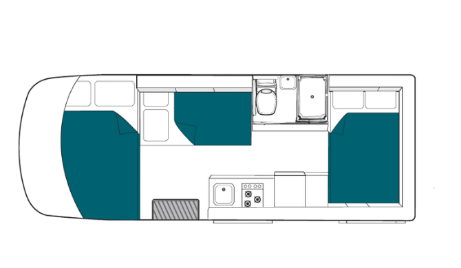 De plattegrond van de River camper van Maui