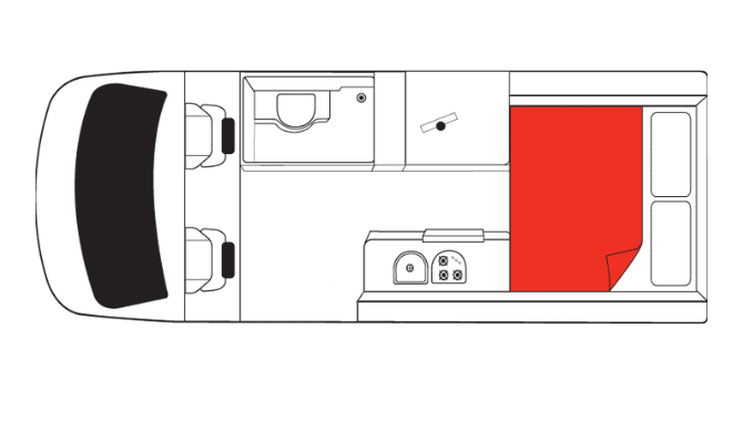 Plattegrond van de Mighty Deuce camper