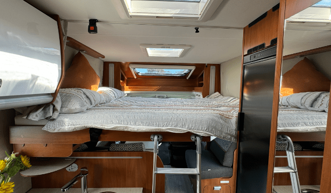 Het bed in de Odyssey camper