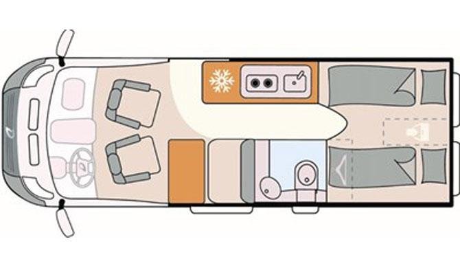 Plattegrond van de Adventure camper van Camperworld