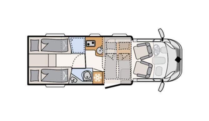 Plattegrond van de Zon camper van Camperworld